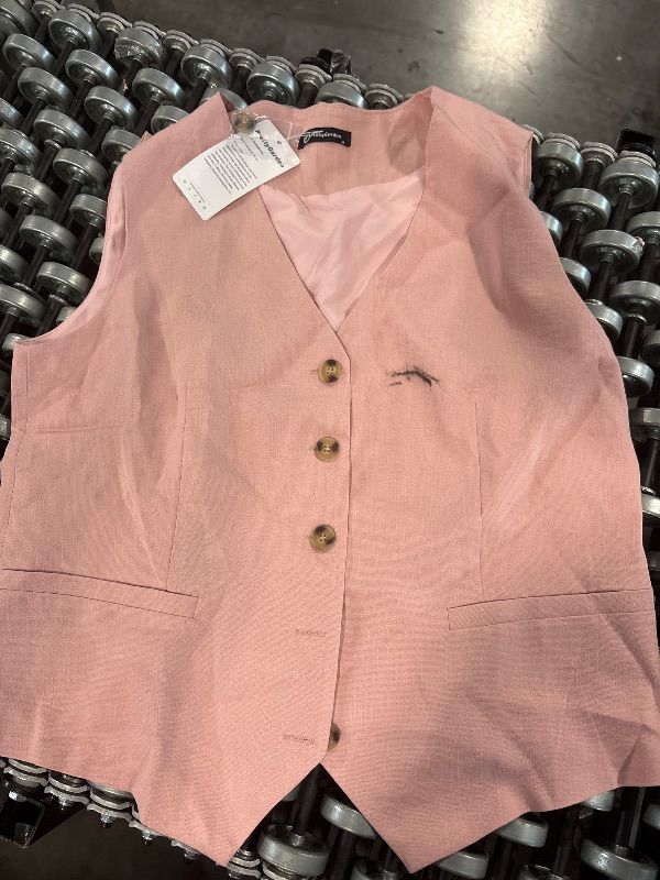 Photo 1 of **TOP ONLY**MINOR STAIN(SHOWN IN PHOTO)*PRETTYGARDEN Summer 2 Piece Suits Sets for Women Button Down V Neck Vest Waistcoat Sleeveless Tops and High Waisted Shorts (Pink,Medium)