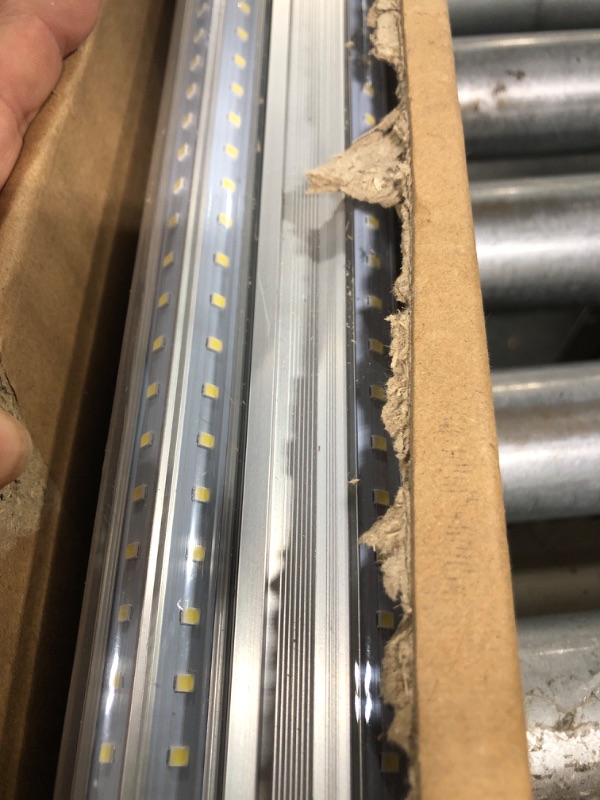 Photo 1 of (Pack of 4) Linkable LED Utility Shop Lights for Garage, 6FT, 60W, LED Tube Ceiling Light T8 Integrated Single Fixture, 6000K, 8000LM Daylight V Shape, Basement, Offices, Clear Lens, Plug and Play
