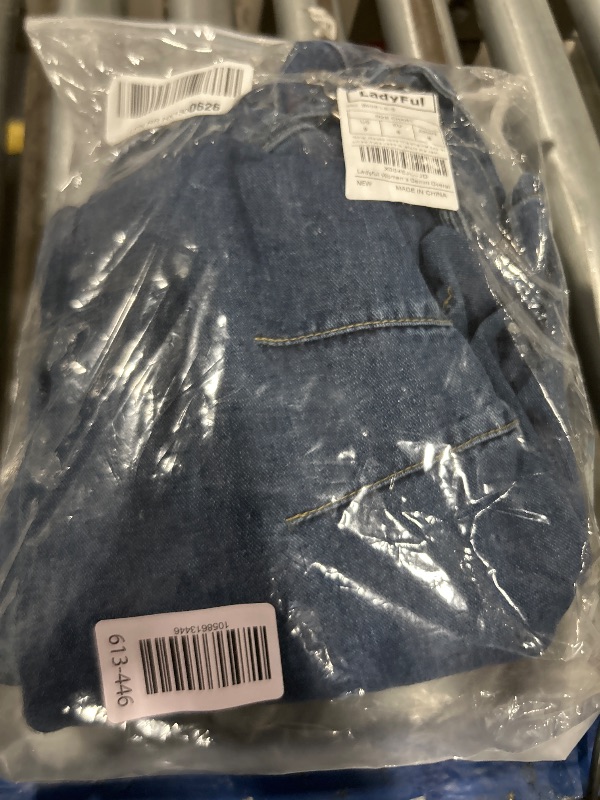 Photo 1 of ****MISSING ONE BUTTON****Ladyful Women's Overall Casual Straight Wide Leg Bib Jeans Overall Adjustable Straps Denim Romper Stretch Jumpsuits S