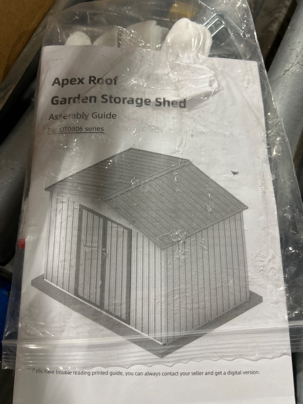 Photo 1 of ***Only the base and roof are in the box no walls*** 8x6 FT Outdoor Storage Shed, Metal Tool Shed with Lockable Doors, Peaked Roof & Frame Floor, Garden Shed with Vented Design for Backyard Garden Patio Lawn, Brown + Black