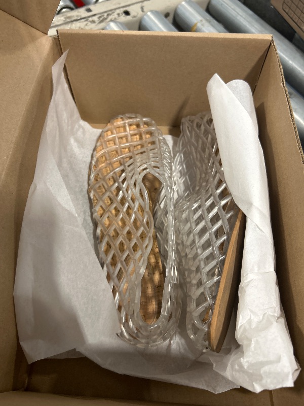 Photo 1 of *** UNKNOWN SIZE**Molozoey Jelly Mesh Ballet Flats for Women?Closed Toe Adult Shoes Women?Comfortable Clear Jelly Flats Sandals for women Clear