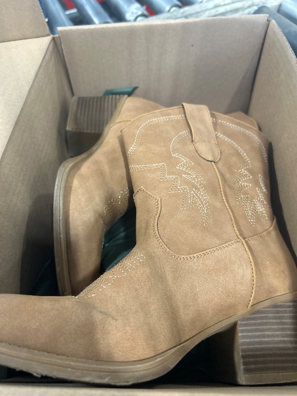 Photo 1 of ** UNKNOWN SIZE***IXU Cowboy Boots for Women Ankle Cowgirl Booties Wide Mid Calf Pointed Toe Western Boots Short Chunky Classic Booties