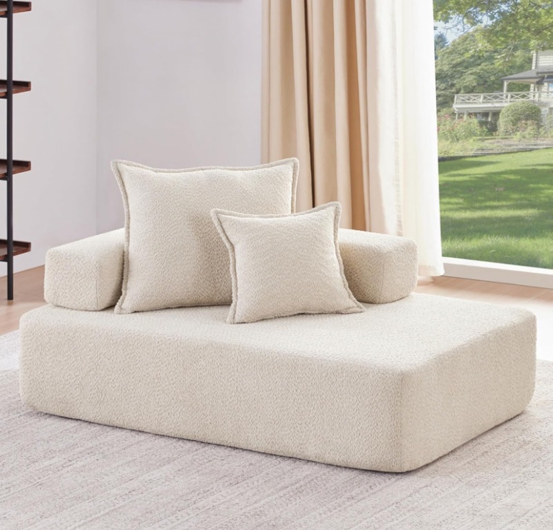 Photo 1 of *** SIMILAR IMAGE UNKNOWN SIZE OR MODEL/ FINAL SALE- NO RETURN***Cloud Couch Modular Sectional,Deep Sectional Sofa,Boucle Fabric Convertible Compressed Spacious Foam-Filled Sofa,White Couch for Living Room (Beige + Boucle + 1 Seat-3)