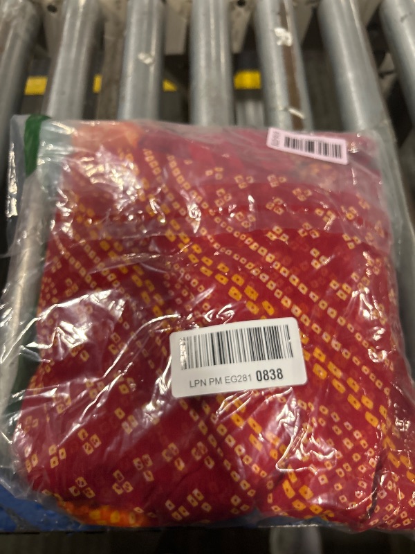 Photo 1 of ** UNKNOWN SIZE*** SIRIL Women's Bandhani Printed Chiffon Saree With Blouse(2612S2080_) 5.5 Meters Orange & Red