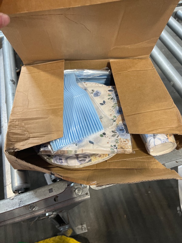 Photo 1 of ***missing parts*** 144 pcs Fall Pumpkin Plates and Napkins Disposable Tableware Blue Floral Pumpkin Baby Shower Decorations Fall Gender Reveal Birthday Bridal Shower Party Supplies, Serves 24