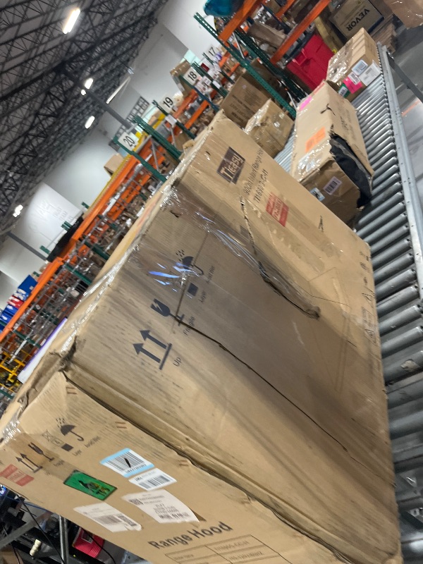 Photo 1 of ***DENTED***Tieasy Island Range Hood 36 inch 700 CFM Ceiling Mount Kitchen Hood Vent with Gesture Sensing &Touch Control,Ducted/Ductless Convertible,3 Speeds Fan,4 LED Lights,Stainless Steel,Aluminum Filters