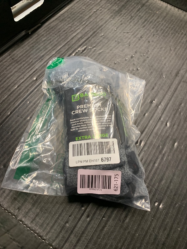 Photo 1 of (USED/FAIR) Bamboo Sports Premium Bamboo Crew Work Socks- Moisture Wicking, Odor Eliminating Heather Gray Socks for Men Size 13-15 - 3 Pair
