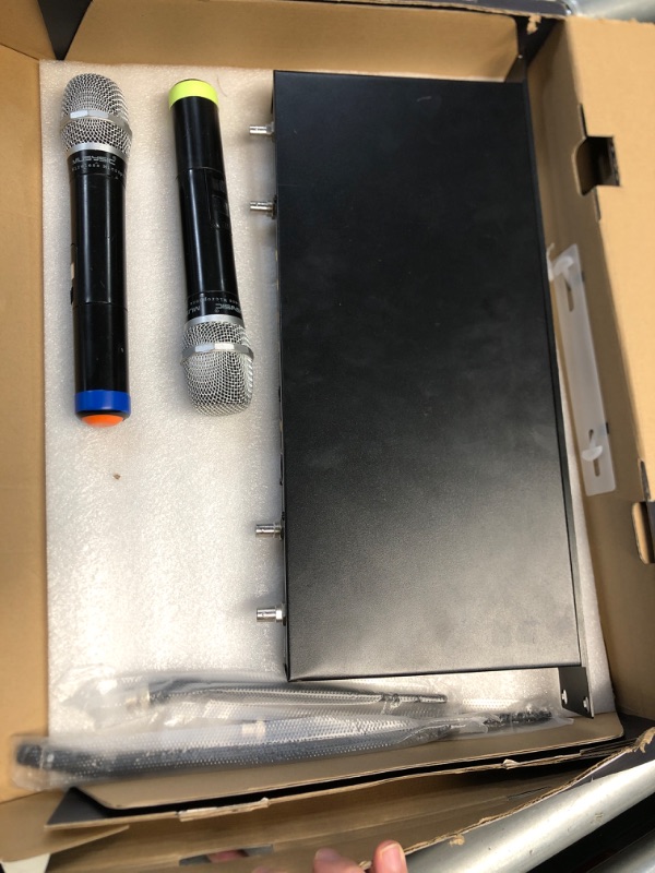 Photo 1 of (MISSING CORDS)  (WORN) (UNTESTED)  Phenyx Pro Dual-Channel Wireless Microphone System, Dynamic Mics w/ID Lock, Tunable Power Level, Auto Scan, Spectrum Analyzer, True Diversity Cordless Handheld for Singing, DJ, Karaoke (PTAU-2)