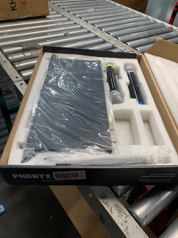 Photo 1 of (MISSING CORDS)  (WORN) (UNTESTED)  Phenyx Pro Dual-Channel Wireless Microphone System, Dynamic Mics w/ID Lock, Tunable Power Level, Auto Scan, Spectrum Analyzer, True Diversity Cordless Handheld for Singing, DJ, Karaoke (PTAU-2)