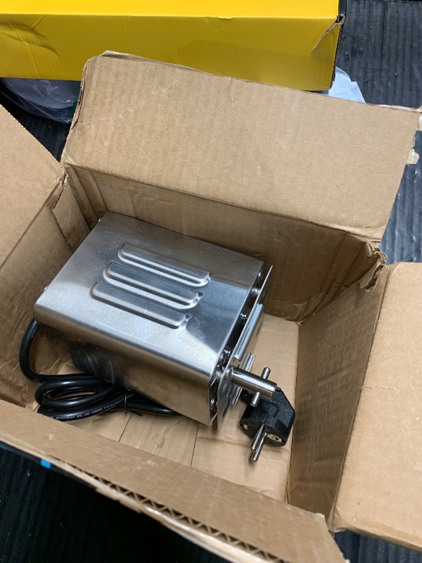 Photo 1 of (EU PLUG) (UNTESTED) Electric Grill Rotisserie Motor 110V 15W Stainless Steel BBQ Spit Rotisserie Motor 90LB / 40KG for Goat Pig Chicken Roaster