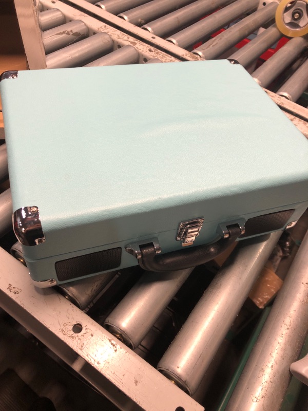 Photo 1 of (used) Victrola Journey Bluetooth Portable Suitcase Record Player – with Built-in Speakers, 3 Speed Vinyl Record Player, RCA Out, Headphone Jack (Turquoise)