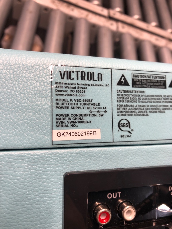Photo 1 of (used) Victrola Journey Bluetooth Portable Suitcase Record Player – with Built-in Speakers, 3 Speed Vinyl Record Player, RCA Out, Headphone Jack (Turquoise)