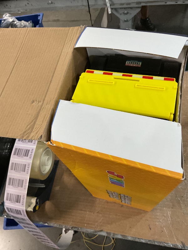 Photo 1 of (missing pieces) JOYIN Large Friction Powered Garbage Truck Toy Set, Includes Dumpster, Trash Bins, and Learning Cards for Kids