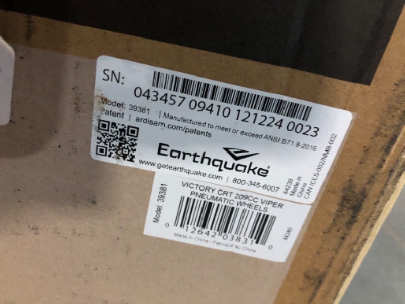 Photo 1 of (truck pick up)(damaged)(sold for parts) EARTHQUAKE Victory Rear Tine Tiller, Powerful 209cc 4-Cycle Viper Engine, Rugged Bronze Gear Transmission