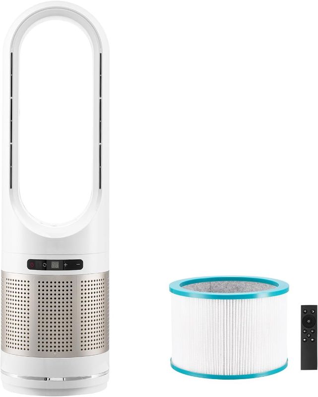 Photo 1 of **SEE NOTES** VEVOR Tower Fan Bladeless, 16.4ft/s Velocity Floor Fan that Blows Cold Air, 80° Oscillating 8-Speed Fans, 8H Timer, Standing Fans with H13 HEPA Filtration, Remote Control & Air Purification Mode