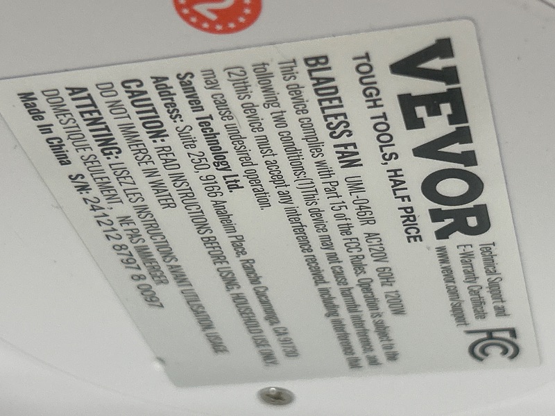 Photo 1 of **SEE NOTES** VEVOR Tower Fan Bladeless, 16.4ft/s Velocity Floor Fan that Blows Cold Air, 80° Oscillating 8-Speed Fans, 8H Timer, Standing Fans with H13 HEPA Filtration, Remote Control & Air Purification Mode