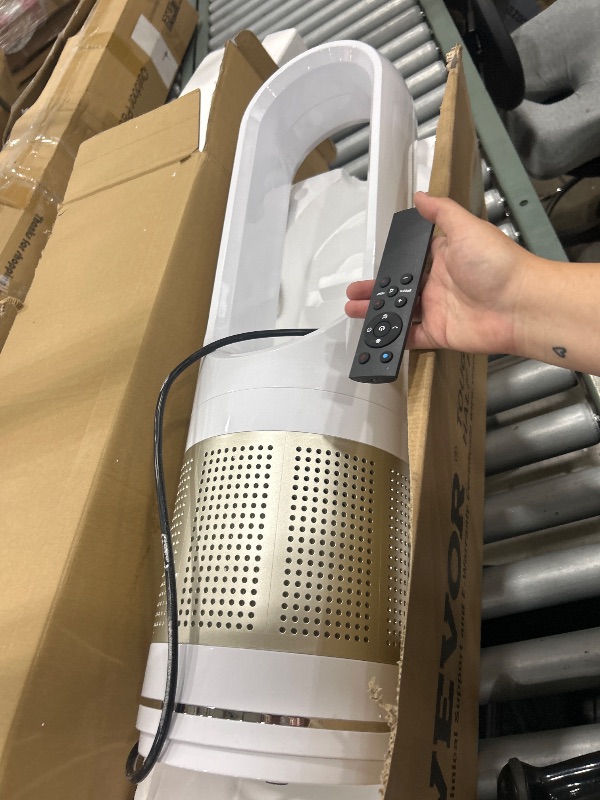 Photo 1 of **SEE NOTES** VEVOR Tower Fan Bladeless, 16.4ft/s Velocity Floor Fan that Blows Cold Air, 80° Oscillating 8-Speed Fans, 8H Timer, Standing Fans with H13 HEPA Filtration, Remote Control & Air Purification Mode
