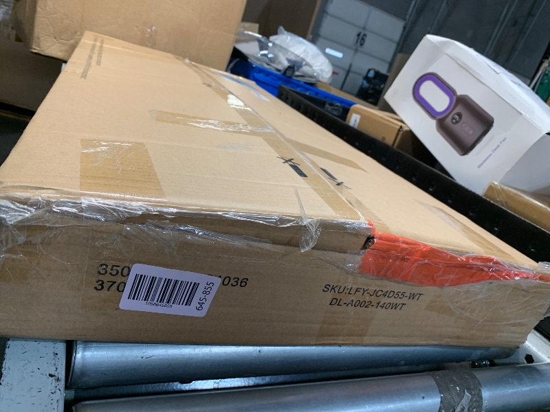 Photo 1 of Lufeiya White Computer Desk with Drawers - 55 Inch Long Study Work Writing Desk for Home Office Bedroom, Reversible Simple Modern Cute PC Desks with Fabric Drawer, White