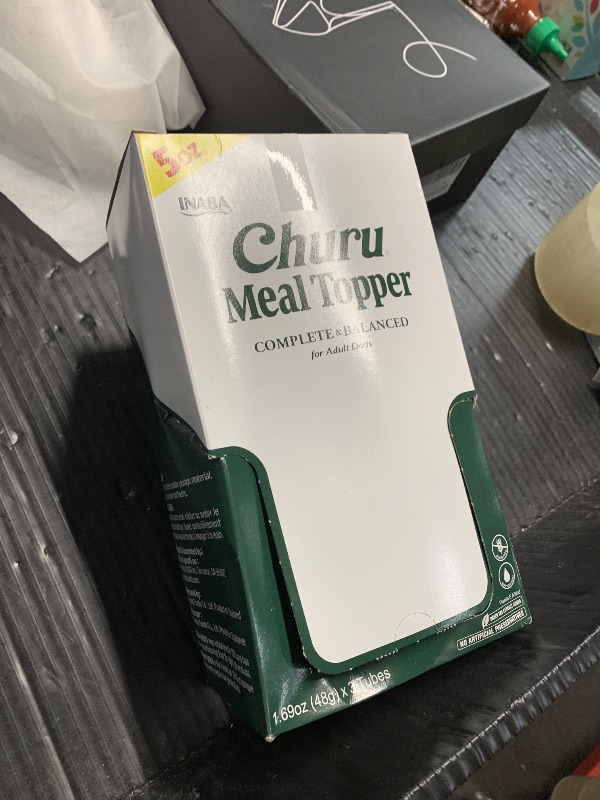 Photo 1 of ***(EXP:08/31/25 )NONREFUNDABLE***INABA Churu Meal Topper for Dogs, Complete & Balanced, Creamy, Lickable Purée Dog Food Toppers, 1.69 Ounce Tube, 18 Tubes (3 per Pack), Chicken with Salmon Recipe