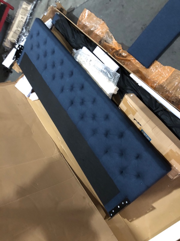 Photo 1 of ***DAMAGED - SLASHED WITH BOX CUTTER - INCOMPLETE - SEE PICTURES***
NOVOGRATZ Her Majesty Upholstered Daybed with Trundle, Twin Size Frame, Blue Linen