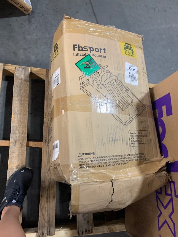 Photo 1 of FBSPORT Inflatable Bounce House Water Slide Park, Double Slide Bouncer Castle with 550W Air Blower, Climbing Wall, Jumping Area, Toss Rings, Basketball, Splash, Bouncy House for Backyard Outdoor