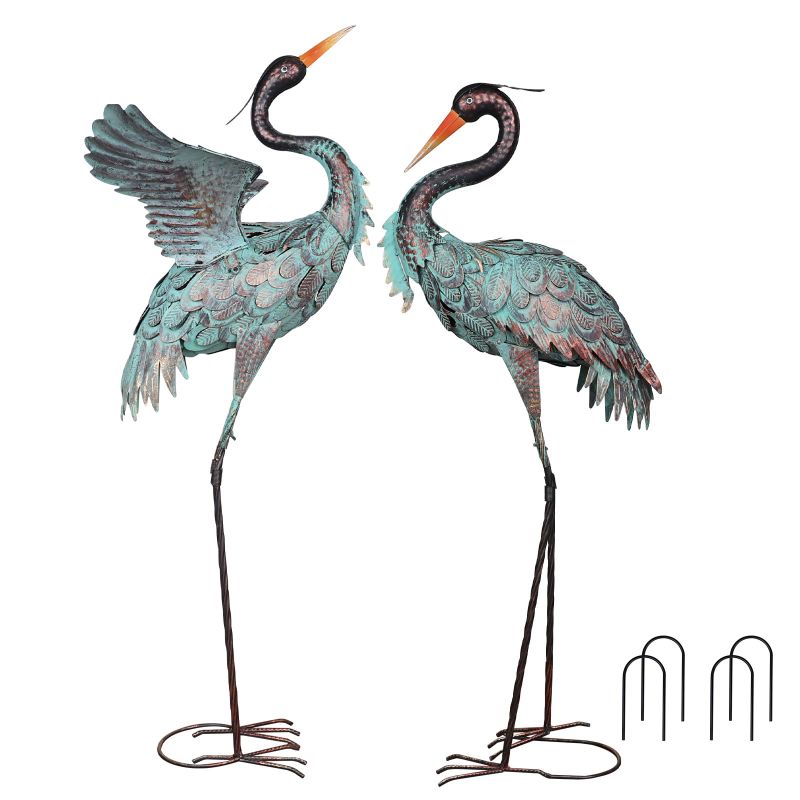 Photo 1 of (DAMAMGED) (Head does not attach) 1 Pack Beautiful Heron Outdoor Garden Statue Ornament Realistic Metal Heron Lawn Yard Patio Decorations Art Sculpture Outside Decor Gift for Women Grandma Birthday,48" Tall Brone Heron