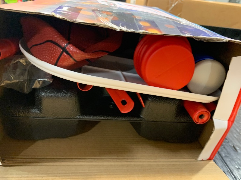 Photo 1 of (missing pieces) 5 in 1 Kids Basketball Hoop and T Ball Set, Adjustable Height Basketball Hoop with Scoreboard & LED, Tball Set for Toddlers 3-5