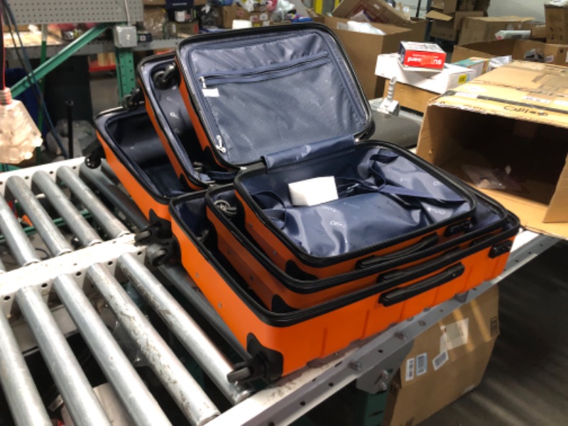 Photo 1 of ***DAMAGED - SCRATCHED - ZIPPER ON LARGEST LUGGAGE PIECE BROKEN - SEE PICTURES***
Coolife Luggage 3 Piece Set Suitcase Spinner Hardshell Lightweight TSA Lock (orange)