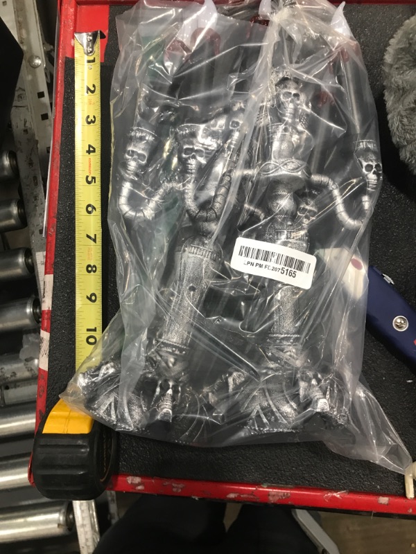 Photo 1 of [ Extra Large ] 2 Pack Halloween Candelabra with LED Flame Less Candles Holder Battery Operated Flickering Lights Skull Candles for Halloween Decorations Indoor Home Table Party Haunted Mansion Decor