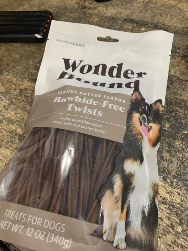 Photo 1 of **EXP:05/05/2027** Wonder Bound Peanut Butter Flavor Dog Twist Sticks - 55 Count - Rawhide-Free Dog Treats, Dental Health Chews for Plaque & Tartar Control, Easy to Digest, Long-Lasting