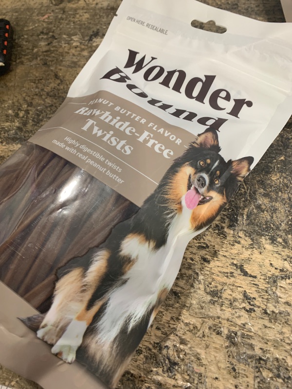 Photo 1 of **EXP:05/05/2027** Wonder Bound Peanut Butter Flavor Dog Twist Sticks - 55 Count - Rawhide-Free Dog Treats, Dental Health Chews for Plaque & Tartar Control, Easy to Digest, Long-Lasting