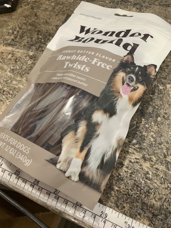 Photo 1 of **EXP:05/05/2027** Wonder Bound Peanut Butter Flavor Dog Twist Sticks - 55 Count - Rawhide-Free Dog Treats, Dental Health Chews for Plaque & Tartar Control, Easy to Digest, Long-Lasting