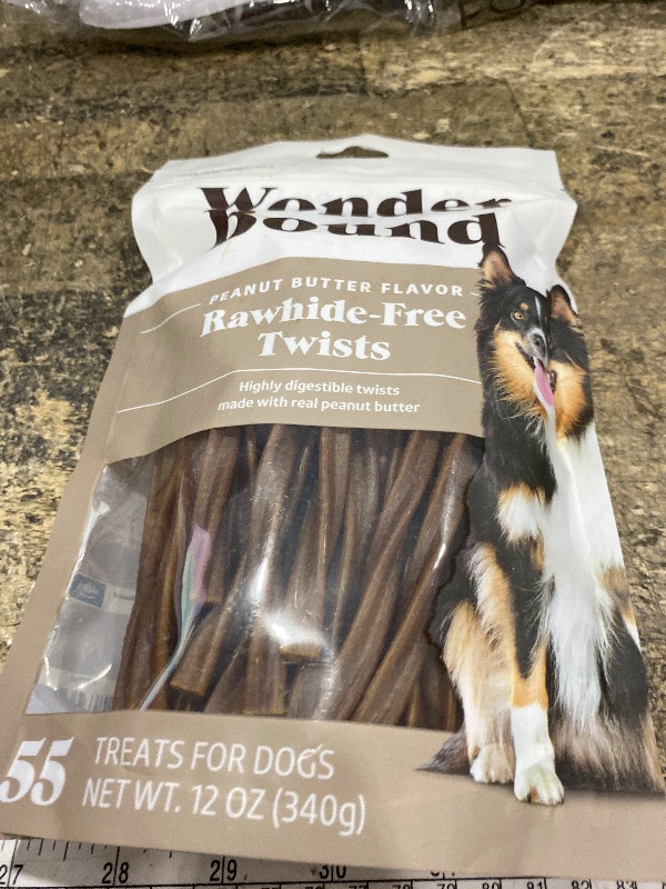 Photo 1 of **EXP:05/05/2027** Wonder Bound Peanut Butter Flavor Dog Twist Sticks - 55 Count - Rawhide-Free Dog Treats, Dental Health Chews for Plaque & Tartar Control, Easy to Digest, Long-Lasting