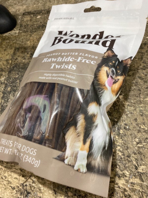 Photo 1 of **EXP:05/05/2027** Wonder Bound Peanut Butter Flavor Dog Twist Sticks - 55 Count - Rawhide-Free Dog Treats, Dental Health Chews for Plaque & Tartar Control, Easy to Digest, Long-Lasting