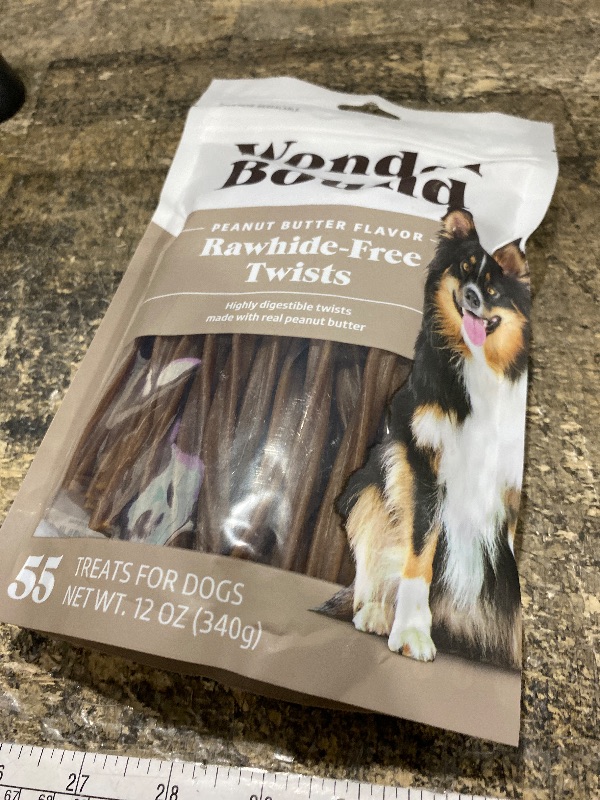 Photo 1 of **EXP:05/05/2027** Wonder Bound Peanut Butter Flavor Dog Twist Sticks - 55 Count - Rawhide-Free Dog Treats, Dental Health Chews for Plaque & Tartar Control, Easy to Digest, Long-Lasting