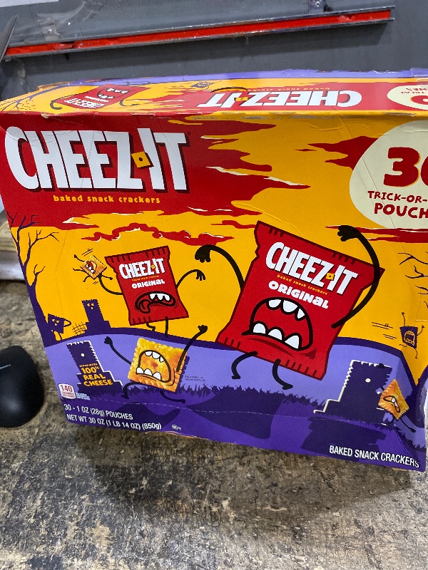 Photo 1 of **EXP: 03/15/2026** Cheez-It Cheese Crackers, Baked Snack Crackers, Halloween Snacks, Original, 30oz Box (30 Pouches)