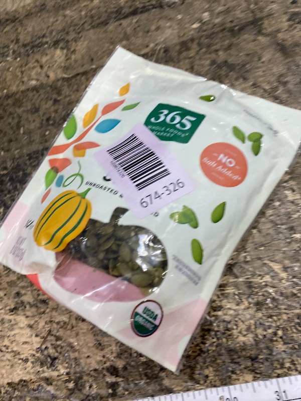 Photo 1 of **EXP:09//09/2026** 365 by Whole Foods Market, Organic Pumpkin Seeds, 8 Ounce