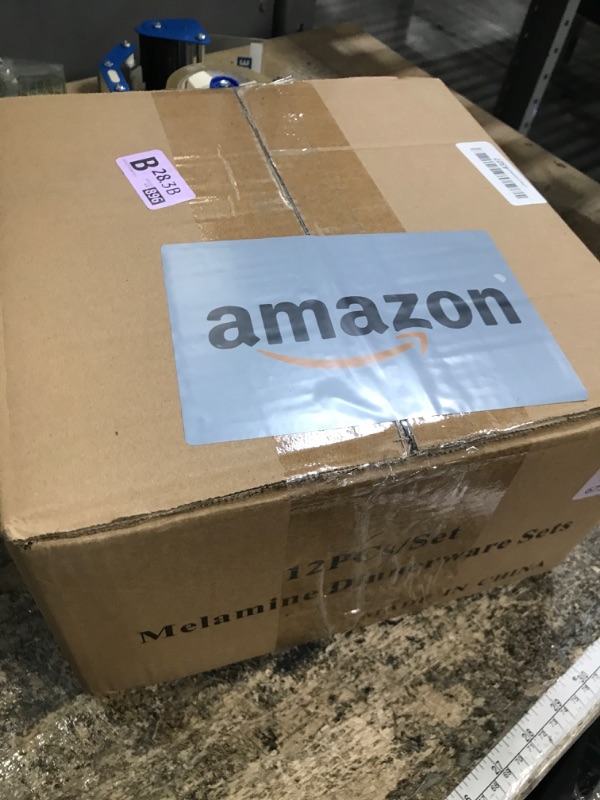 Photo 1 of ***(MISSING PARTS/ NOT A COMPLETE SET)***Golonger Square Melamine Dinnerware Sets of 12 Pcs,Square Plates and Bowls Sets,Unbreakable Dish Set for 4,Lightweight, Dishwasher Safe and BPA Free,Suit for RV,Camping