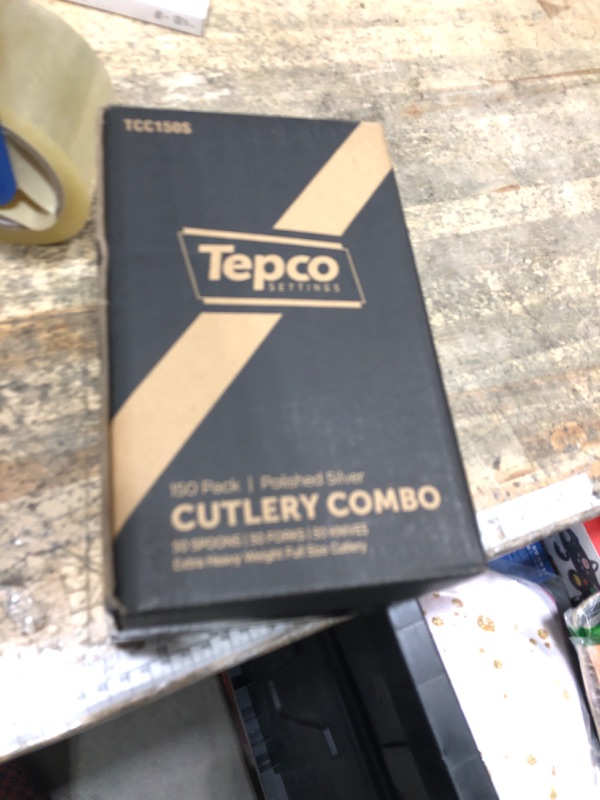 Photo 1 of 150 Silver Plastic Silverware Set - Disposable Flatware Cutlery - 50 Forks, 50 Spoons, 50 Knives - Heavy Duty Party Bulk