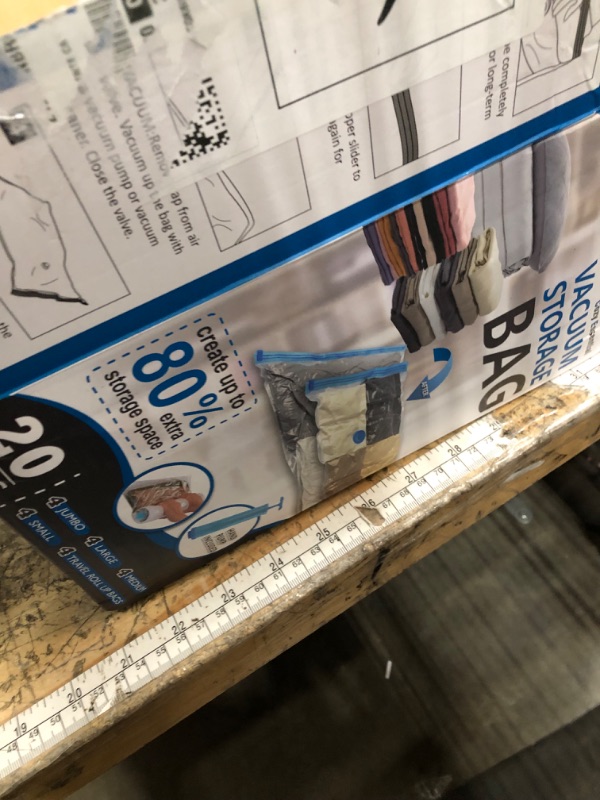 Photo 1 of 20 Pack Vacuum Storage Bags, Space Saver Bags (4 Jumbo/4 Large/4 Medium/4 Small/4 Roll) Compression for Comforters and Blankets, Sealer Clothes Storage, Hand Pump Included