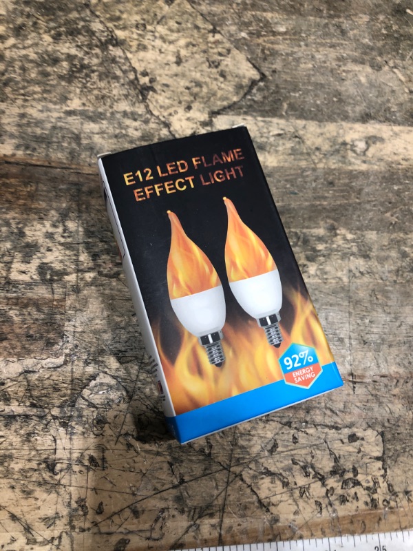 Photo 1 of **UNKOWN DAMAGES** Kestnsee E12 LED Flickering Candelabra Flame Effect Light Bulbs - Upgrade Flicker Candelabra Torch Fire Effect Lights Bulbs for Outdoor Halloween Xmas Holiday Decorations Indoor Lamp (2 Pack)