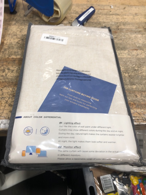 Photo 1 of 100% Blackout Shield Linen Blackout Curtains for Bedroom 84 Inches Long, Back Tab/Rod Pocket Living Room Drapes, Thermal Insulated Blackout Curtains 2 Panels Set, 50" W x 84" L, Cream