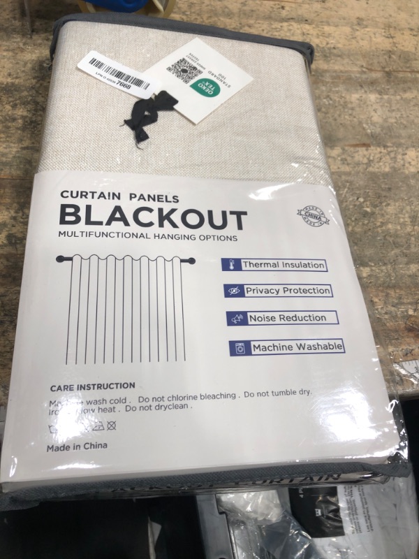 Photo 1 of 100% Blackout Shield Linen Blackout Curtains for Bedroom 84 Inches Long, Back Tab/Rod Pocket Living Room Drapes, Thermal Insulated Blackout Curtains 2 Panels Set, 50" W x 84" L, Cream