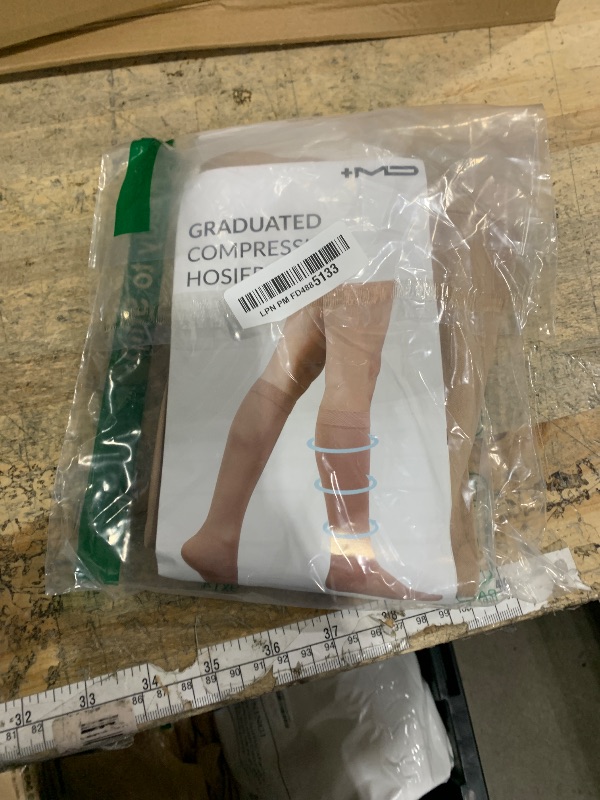 Photo 1 of +MD 2 Pairs Compression Socks for Women & Men Medical Grade 20-30 mmHg, Open-Toe knee High Stocking, Support for edema, Varicose Veins, Nude, 2X-Large