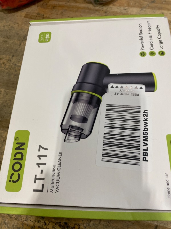 Photo 1 of ***POSSIBLY FOR PARTS /MISSING ASSEMBLY PIECES*** CODN Handheld Car Vacuum Portable Cordless, 2 in 1 Handheld Vacuum Cleaner 12000PA Air Duster with Multi-Nozzles and LED Light, Mini Hand Held Vacuum Rechargeable for Home, Car, Office, Pet Hair