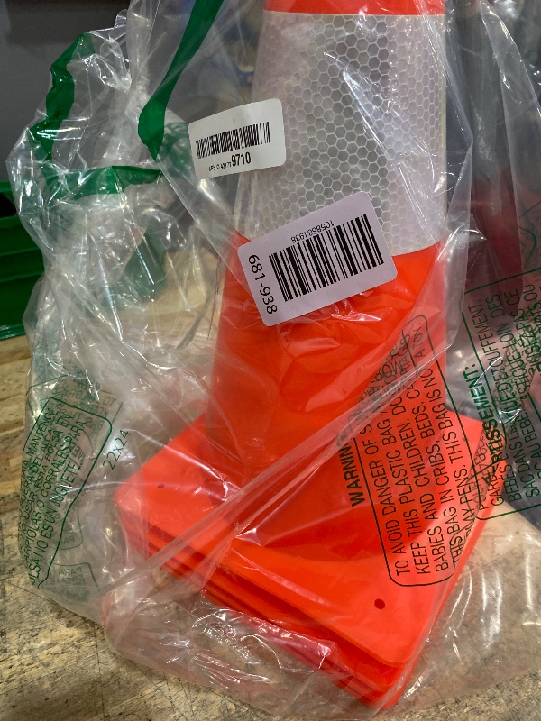 Photo 1 of 15 inch Traffic Safety Cones with Reflective Collars,[4 Pack]Orange Construction Cones| Parking Cones| Soccer Training Cones |Road Cones for Parking lot, Driveway, Sport and Driving Training.
