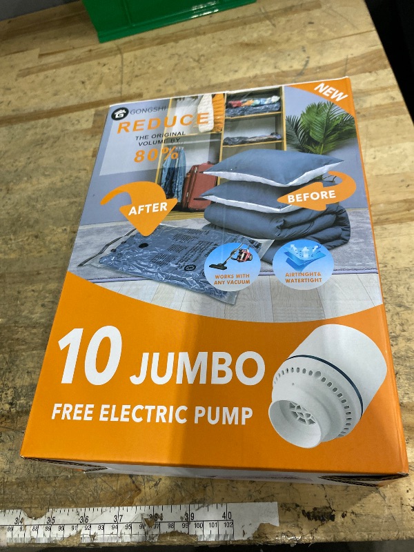 Photo 1 of 10 Jumbo Vacuum Storage Bags with Electric Pump,Plastic Packaging Bags, Space Saver Bag for Clothes, Mattress, Blanket, Duvets, Pillows, Comforters, Travel