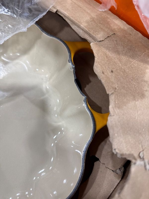 Photo 1 of **SEE PHOTOS FOR DAMAGE**Le Creuset Enameled Cast Iron Figural Pumpkin Braiser, 2.75 qt., Persimmon