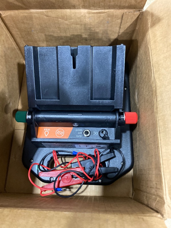 Photo 1 of 10 Miles Solar Electric Fence Charger with Day/Night Mode, 0.11J Portable Solar Fence Charger with Rechargeable Solar Panel for 24-Hour Uninterrupted Protection Electric Fence Energizer