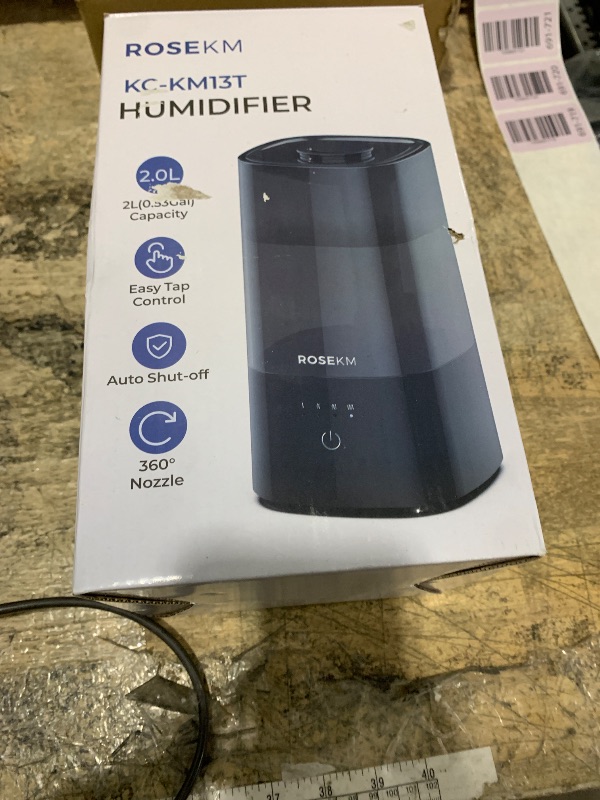 Photo 1 of ***USED**ROSEKM Humidifiers for Bedroom, 2.0L Cool Mist Humidifier for Home Plant and Baby Nursery, Quiet Ultrasonic Humidifier with 360° Nozzle, Auto Shut-Off, Filterless, Black